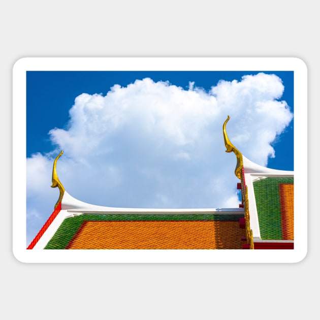 Fantastical Roofline Against the Sky, Wat Pho Sticker by BrianPShaw